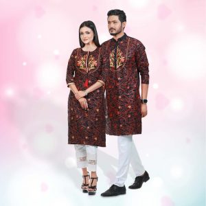 Couple Matching Printed Panjabi & Kameez VAS 003
