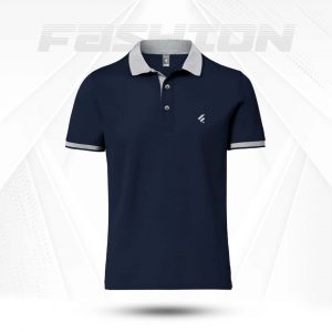 Single Jersey Knitted Cotton Polo - Navy