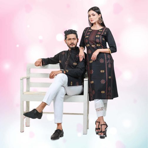 Couple Matching Printed Panjabi & Kameez VAS 005