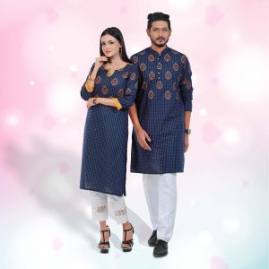 Couple Matching Printed Panjabi & Kameez VAS 008