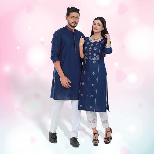 Couple Matching Printed Panjabi & Kameez VAS 009